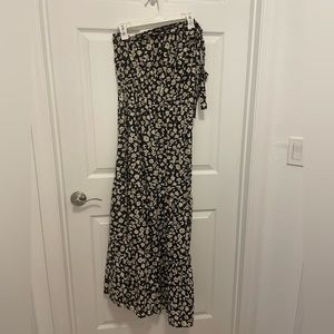 Black Floral Maxi Off the Shoulder Dress M